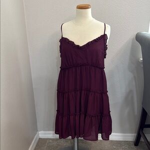 Elegant Purple Ruffle Dress